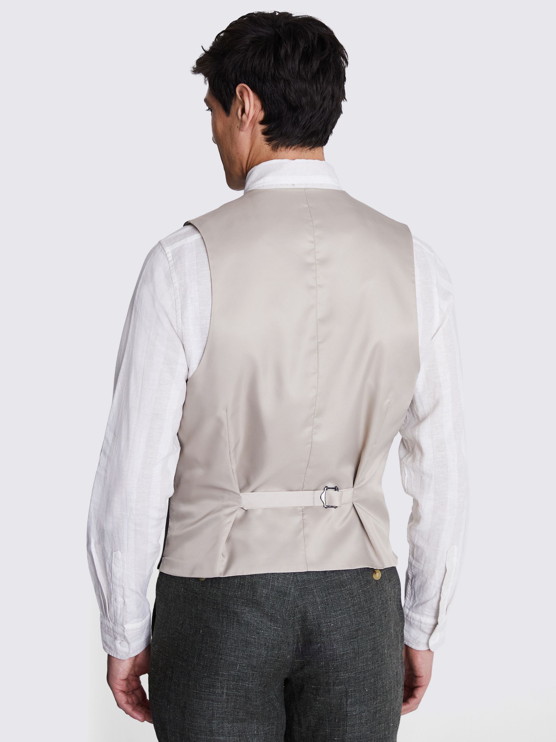 Moss Linen Suit Waistocoat, Khaki, 40R