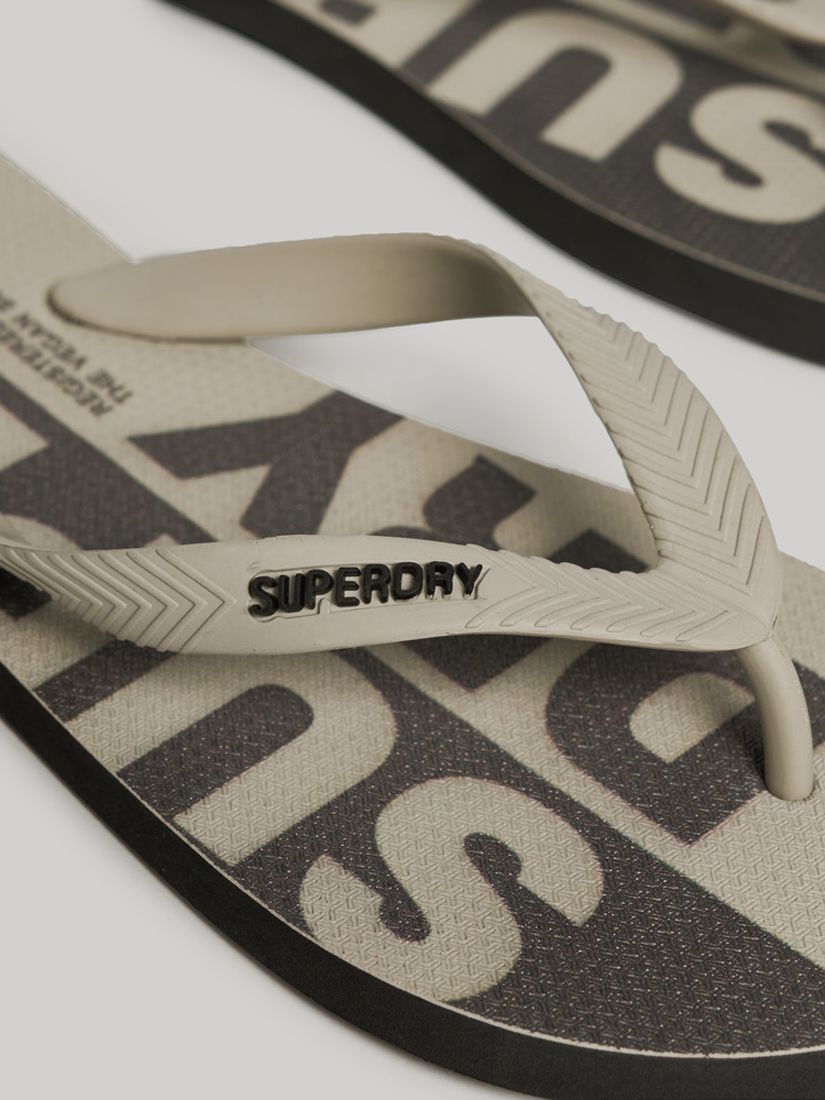 Superdry Logo Color Block Vegan Flip Flops, Slate Grey/Stone, 12-13