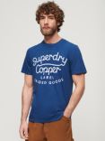Superdry Copper Label Script T-Shirt, Pilot Mid Blue Slub