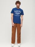 Superdry Copper Label Script T-Shirt, Pilot Mid Blue Slub