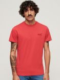 Superdry Organic Cotton Essential Logo Embroidered T-Shirt, Cardinal Red