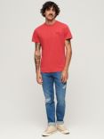 Superdry Organic Cotton Essential Logo Embroidered T-Shirt, Cardinal Red