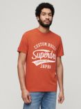 Superdry Copper Label Script T-Shirt, Rust Orange Slub