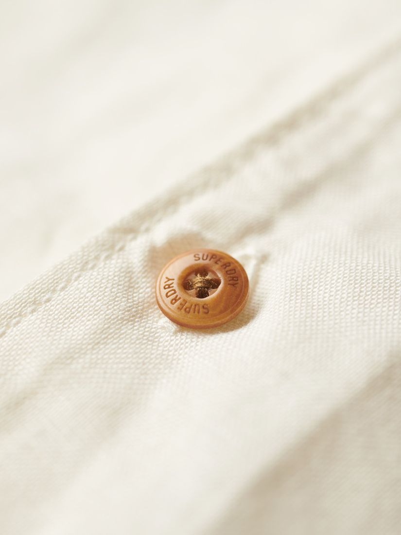 Superdry Resort Linen Blend Short Sleeve Shirt, Off White, L