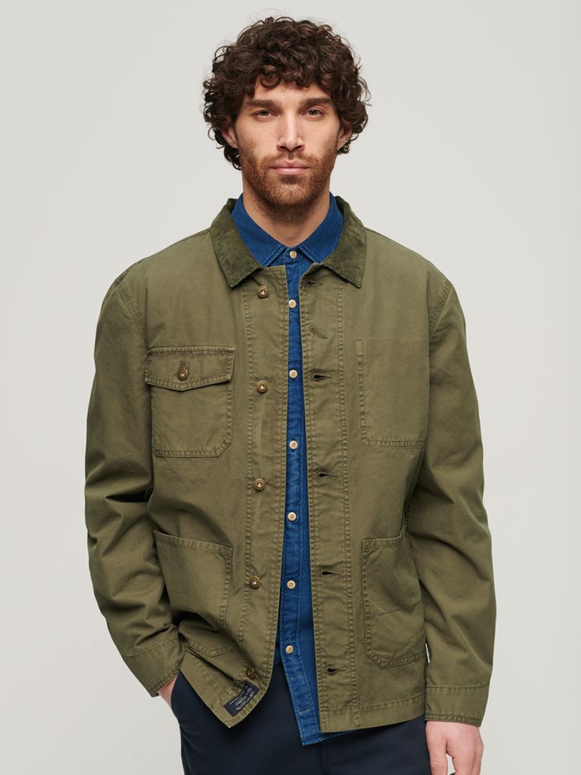 Superdry Merchant Store Cotton Work Jacket, Chive Green