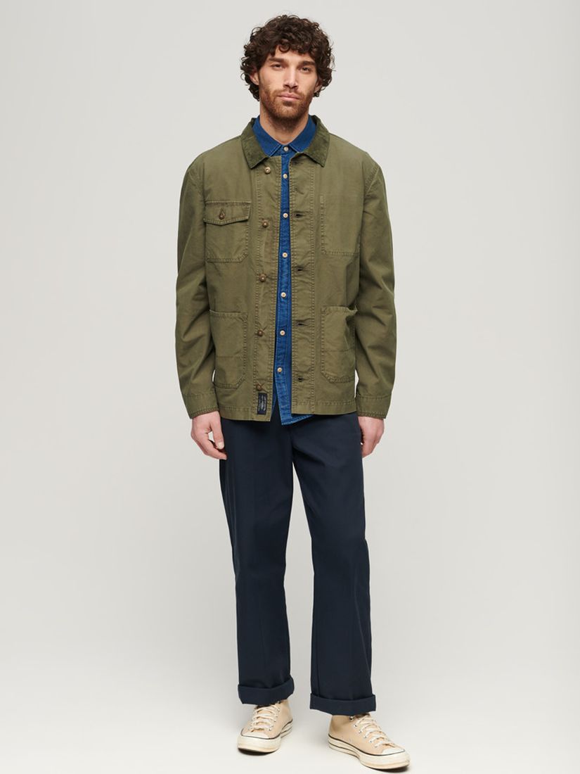 Superdry Merchant Store Cotton Work Jacket, Chive Green