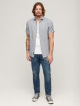 Superdry Studios Casual Linen Shirt, Navy Twill Stripe