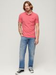 Superdry Classic Pique Polo Shirt, Punch Pink Marl