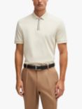 BOSS Zip Neck Slim Fit Polo Shirt, Open White