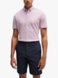 BOSS Short Sleeve Stretch Cotton Shirt, Light/Pastel Purple