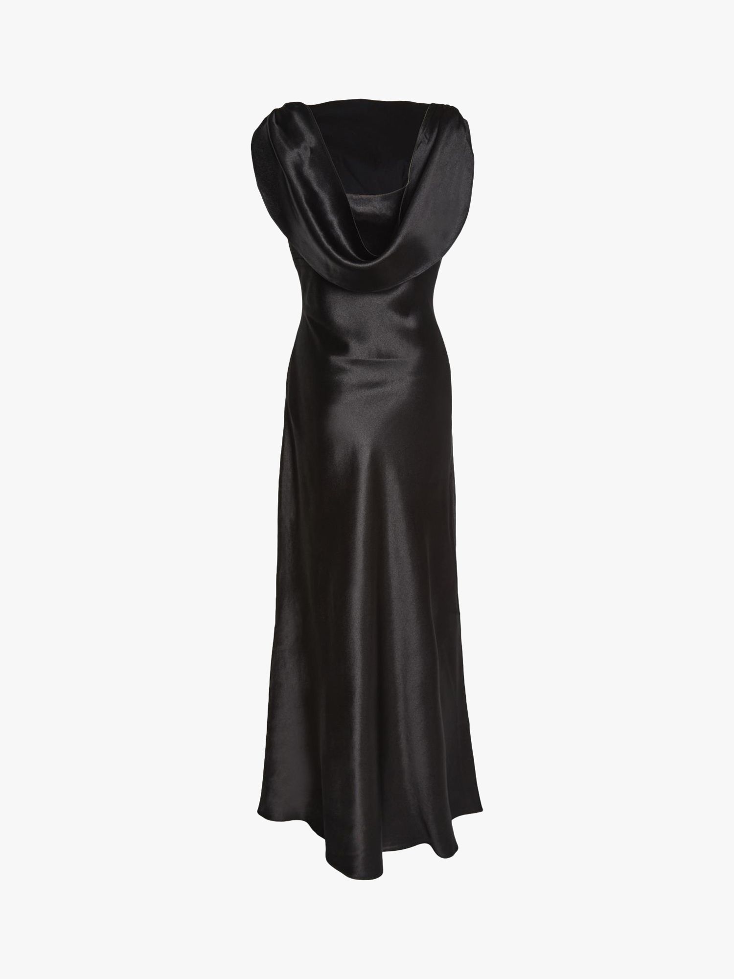 True Decadence Natalie Cowl Back Satin Maxi Dress, Black, 6