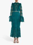 True Decadence Jenna Peplum Sleeve Lace Maxi Dress
