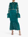 True Decadence Jenna Peplum Sleeve Lace Maxi Dress