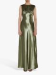 True Decadence Natalie Cowl Back Satin Maxi Dress, Sage Green