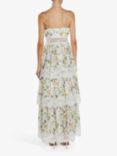 True Decadence Maisie Floral Print Tiered Strappy Maxi Dress, Pale Blue/Multi