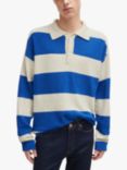 HUGO Long Sleeve Stripe Rugby Shirt, Open Blue/White
