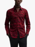 HUGO HUGO BOSS Geometric Cotton Poplin Shirt, Red/Black