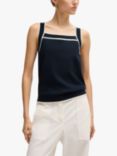 HUGO BOSS Flimi Contrast Edge Knitted Top, Dark Blue/White