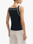 HUGO BOSS Flimi Contrast Edge Knitted Top, Dark Blue/White