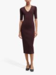 BOSS Fezanin Knitted Midi Dress, Open Red