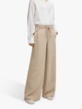 HUGO BOSS Drawstring Wide Leg Trousers, Beige