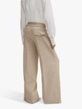 HUGO BOSS Drawstring Wide Leg Trousers, Beige