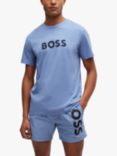 BOSS Cotton Logo T-Shirt with UV Protection, Open Blue