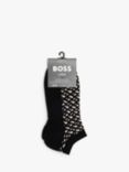 BOSS Cotton Blend Monogram Ankle Socks, Pack of 2, Black