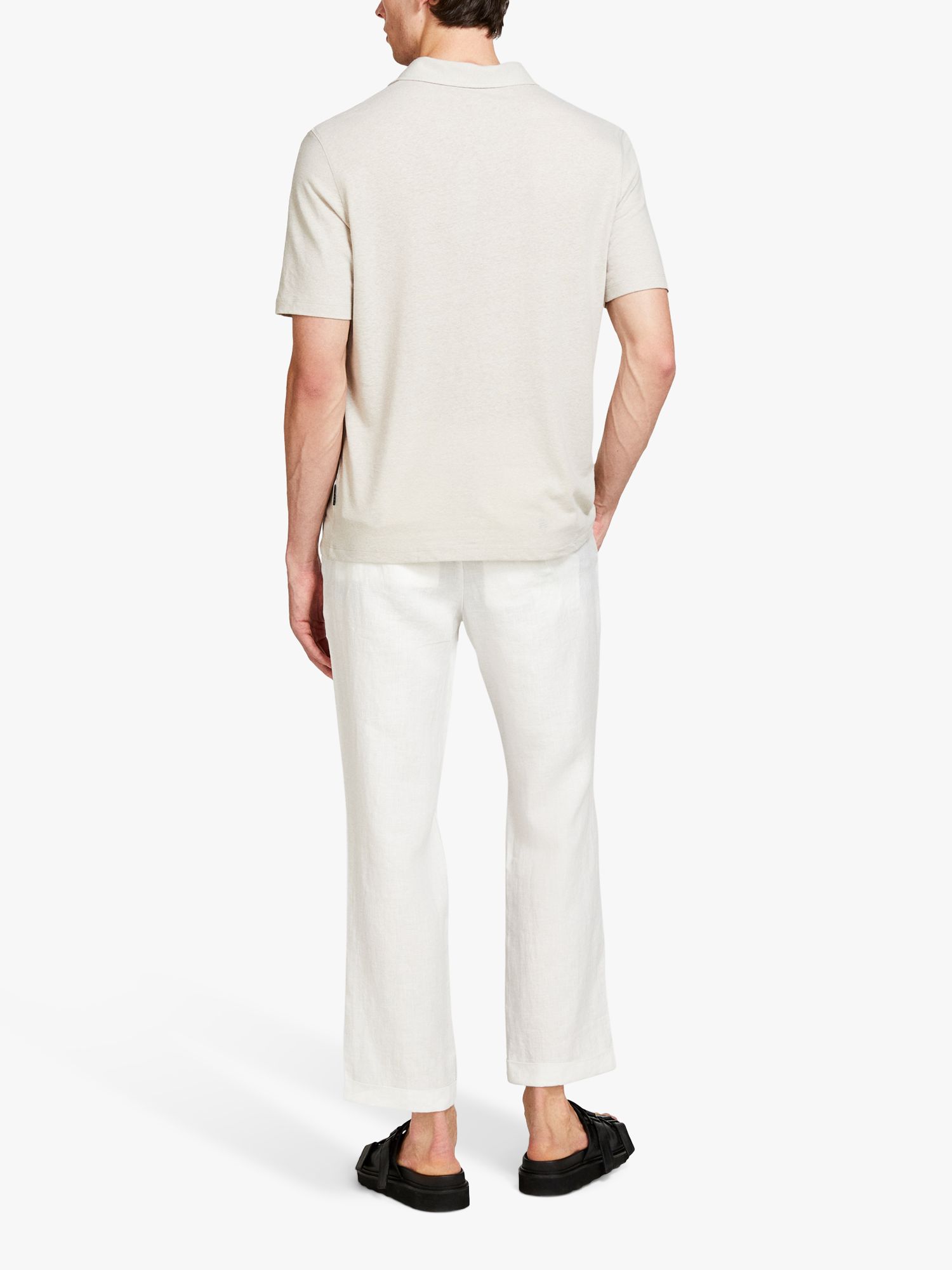 SISLEY Regular Fit Linen Trousers, White, 30