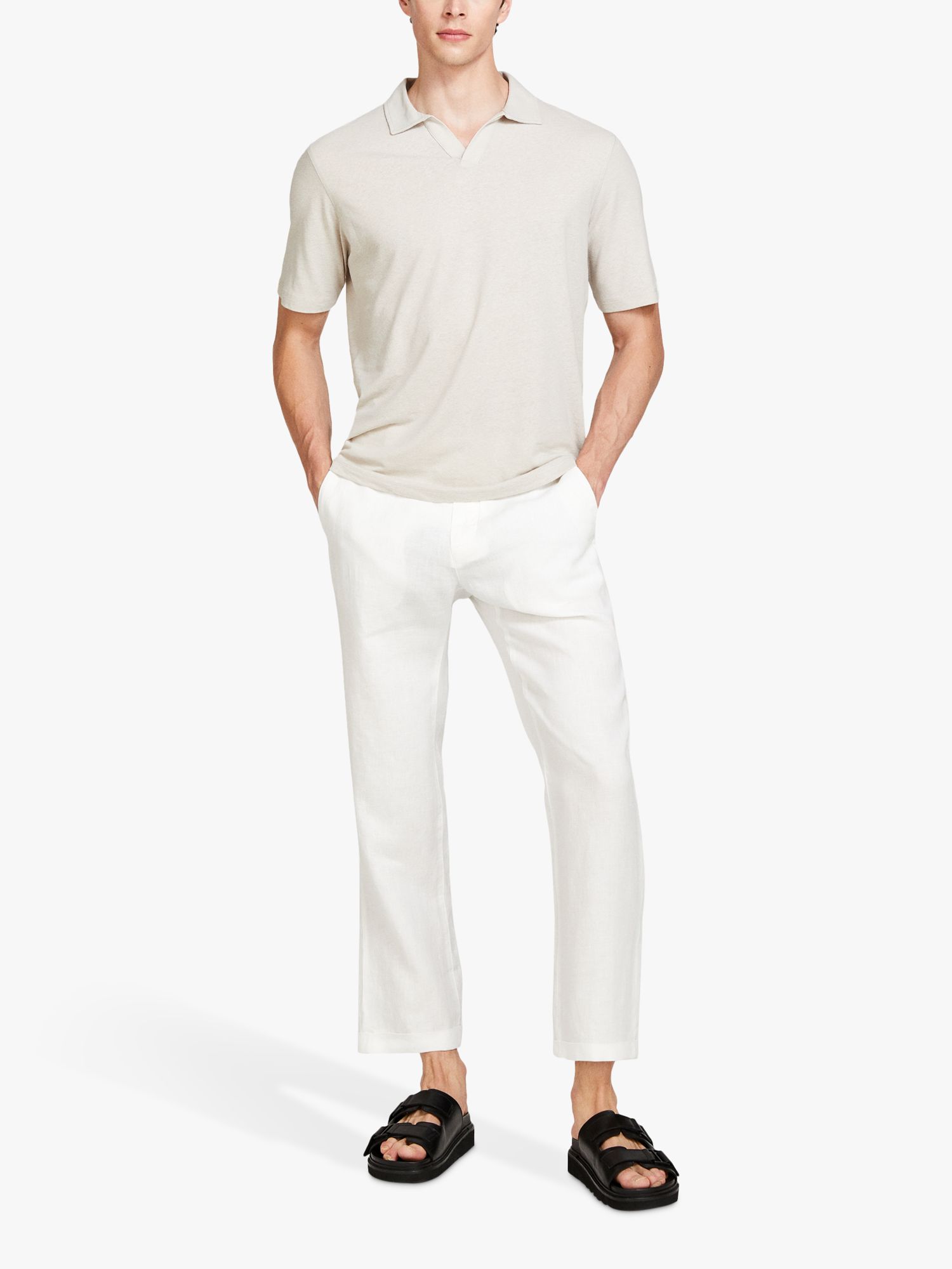 SISLEY Regular Fit Linen Trousers, White, 30