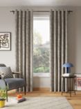 John Lewis ANYDAY Scribble Print Pair Lined Eyelet Curtains, Grey, Graphite