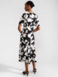 Hobbs Petite Alva Abstract Floral Print Midi Dress, Ivory/Black