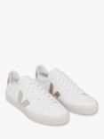 VEJA Campo Leather Trainers, Extra White/Platine