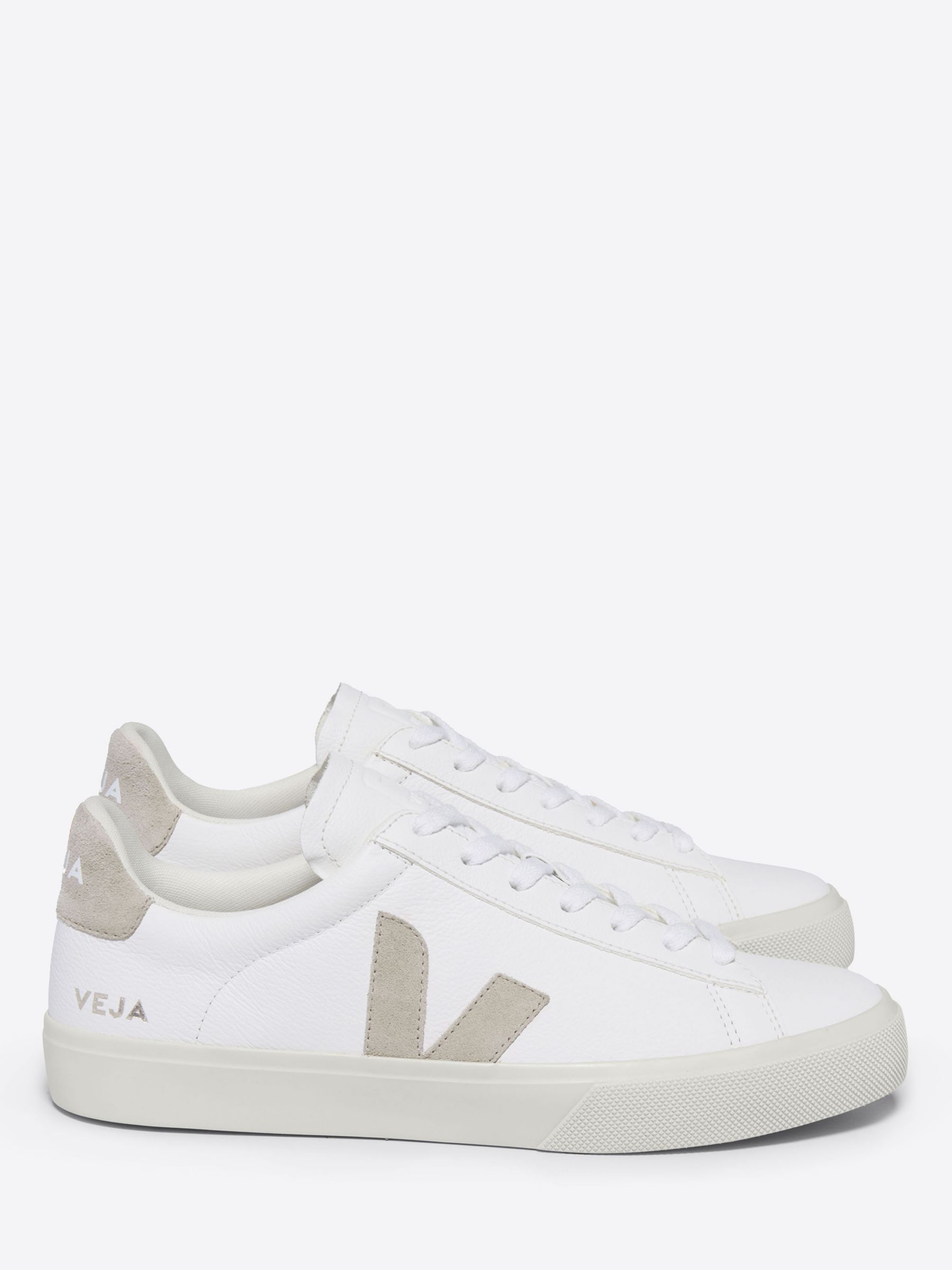 VEJA Campo Leather Suede Detail Trainers, Extra White/Natural, 4