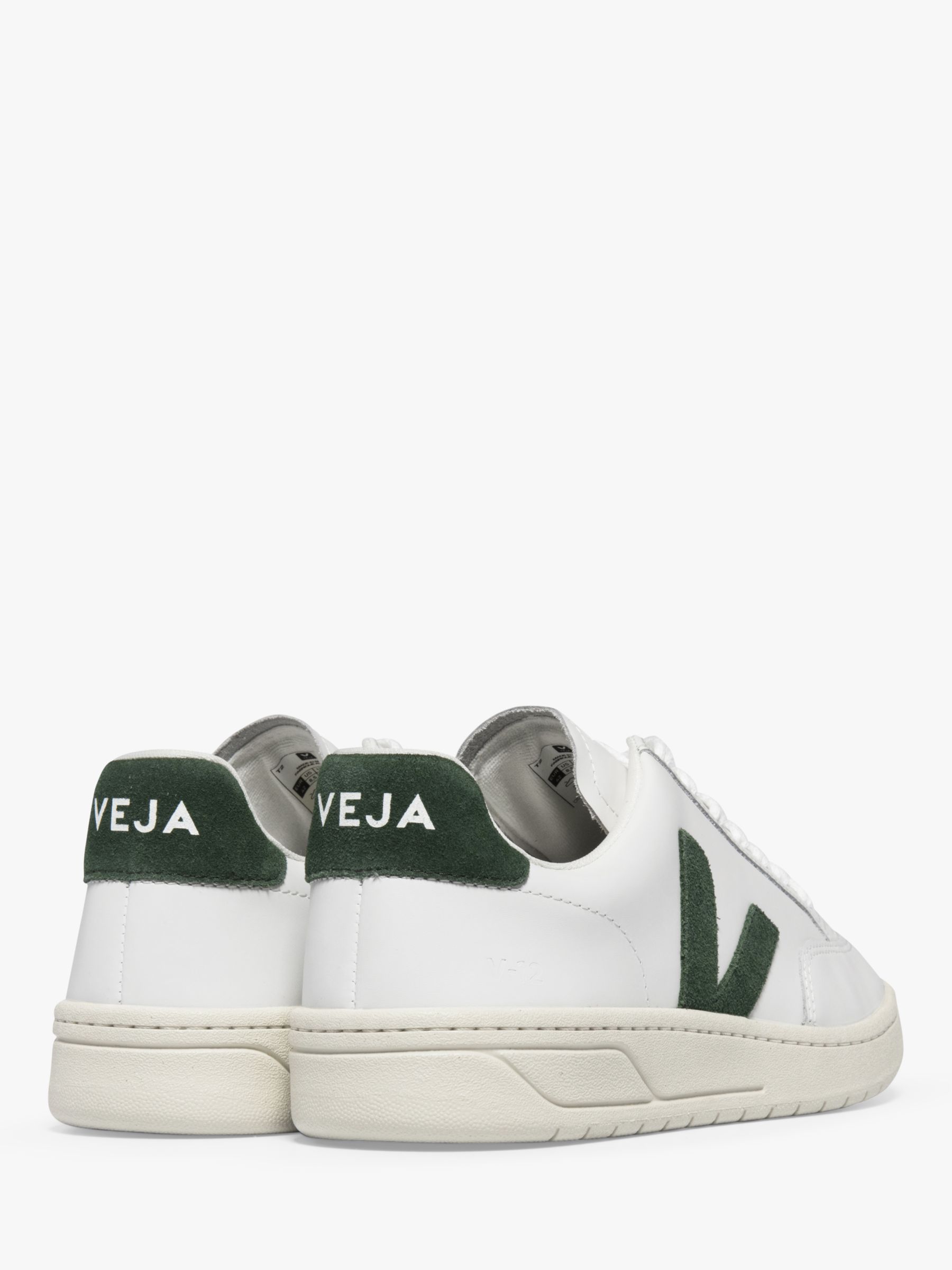 Buy VEJA V-12 Leather Trainers, Extra White/Cyprus Online at johnlewis.com