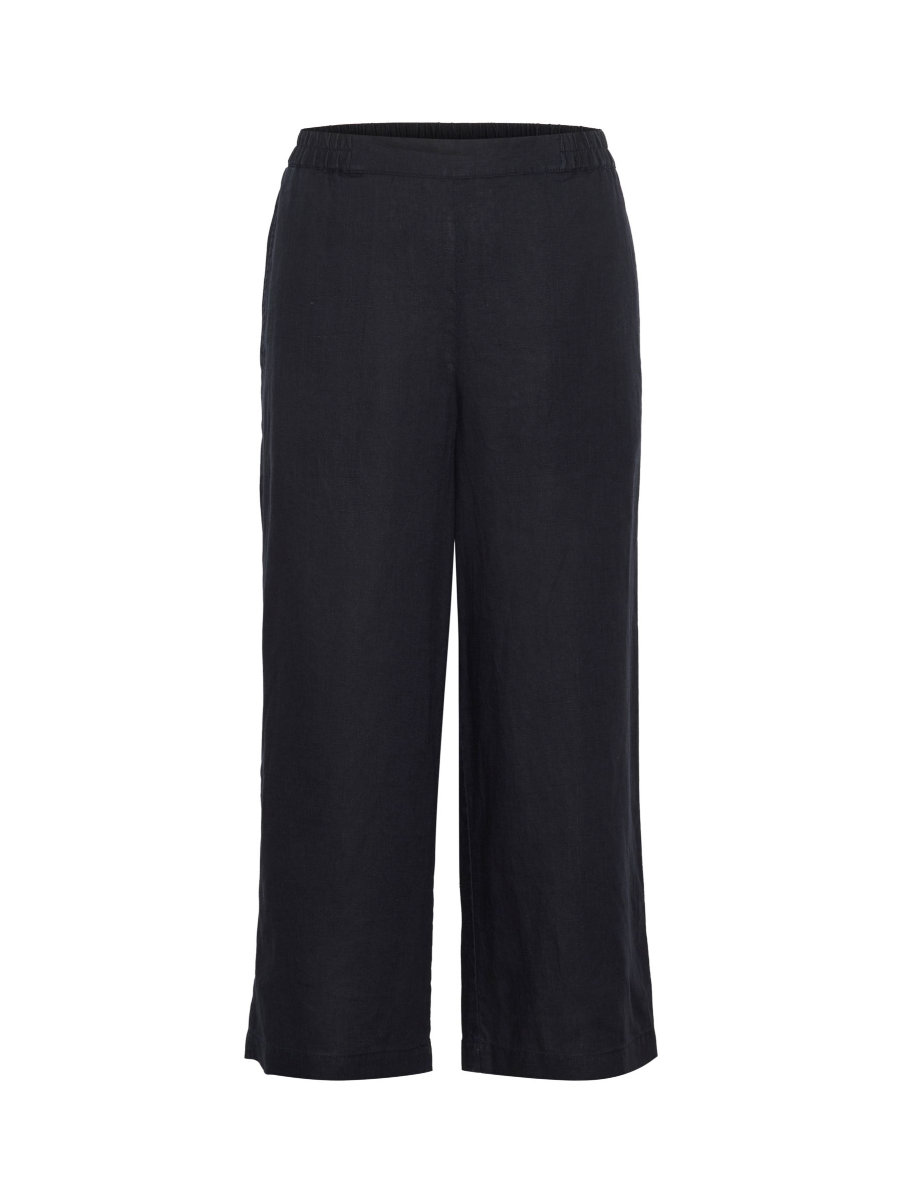 Part Two Petrines Linen Wide Leg Cropped Trousers, Dark Navy