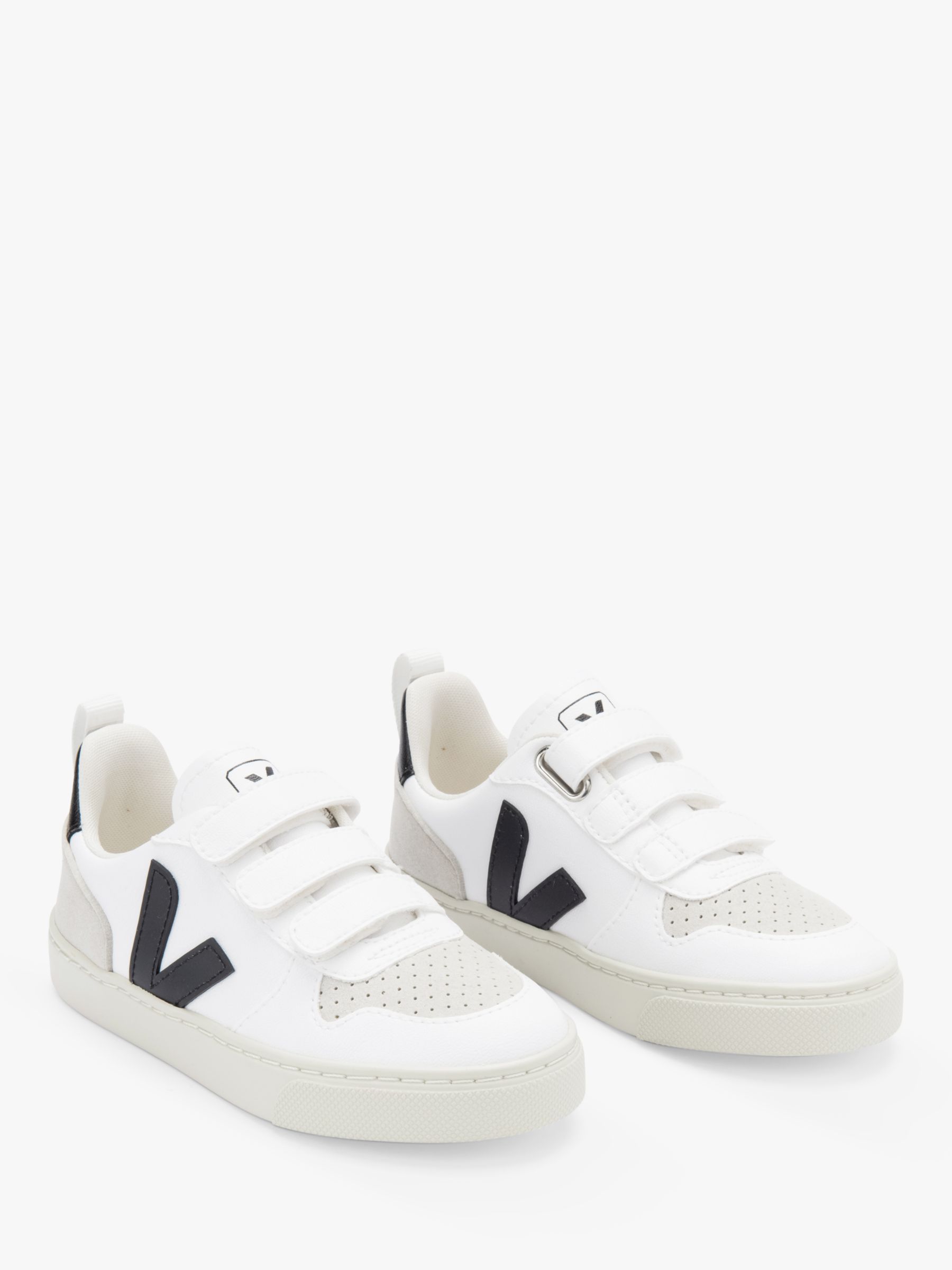 VEJA Kids' Small V-10 Riptape Trainers, White/Black, 28