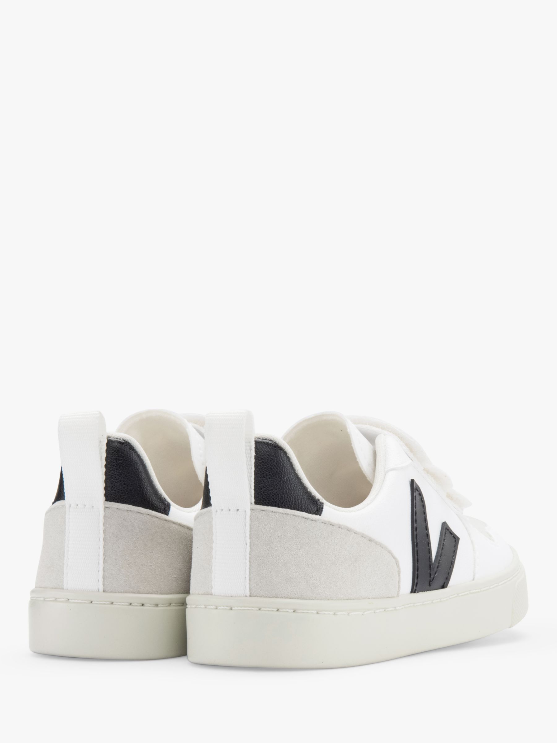 VEJA Kids' Small V-10 Riptape Trainers, White/Black, 28