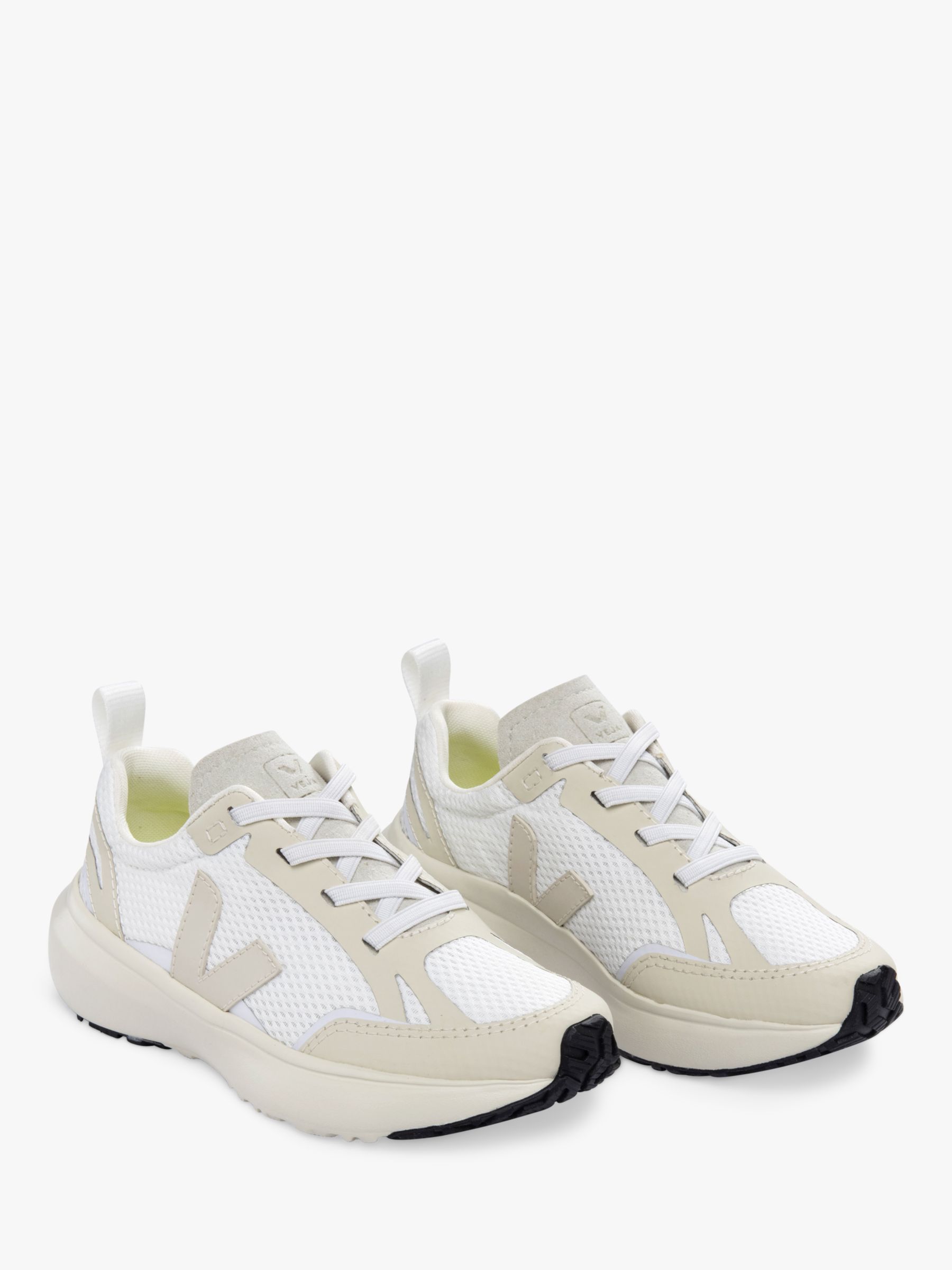 VEJA Kids' Small Canary Light Mesh Lace Trainers, White Pierre, 28