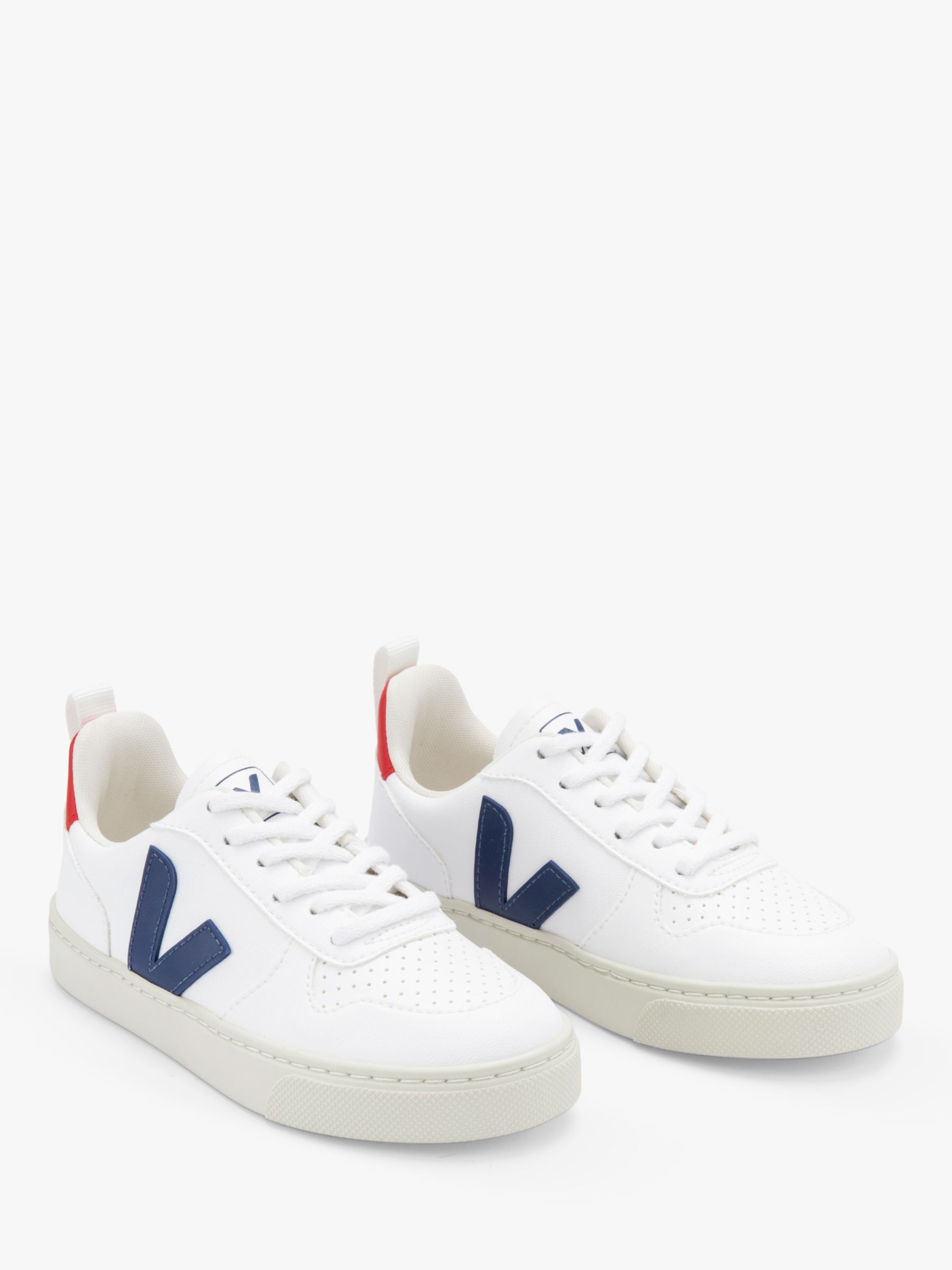 VEJA Kids' Small V-10 Lace Up Trainers, White/Cobalt, 28