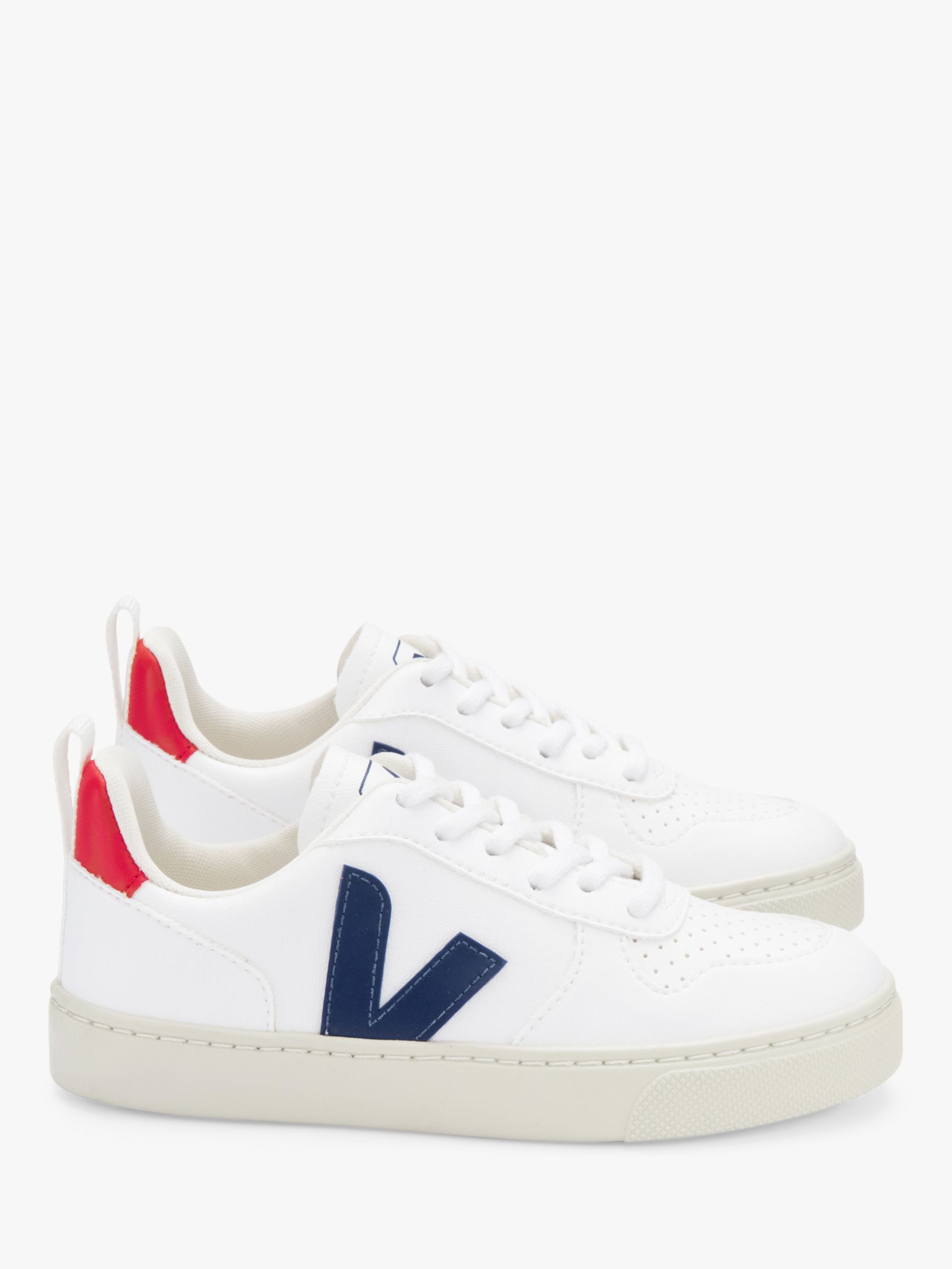 VEJA Kids' Small V-10 Lace Up Trainers, White/Cobalt, 28