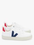 VEJA Kids' Small V-10 Lace Up Trainers, White/Cobalt