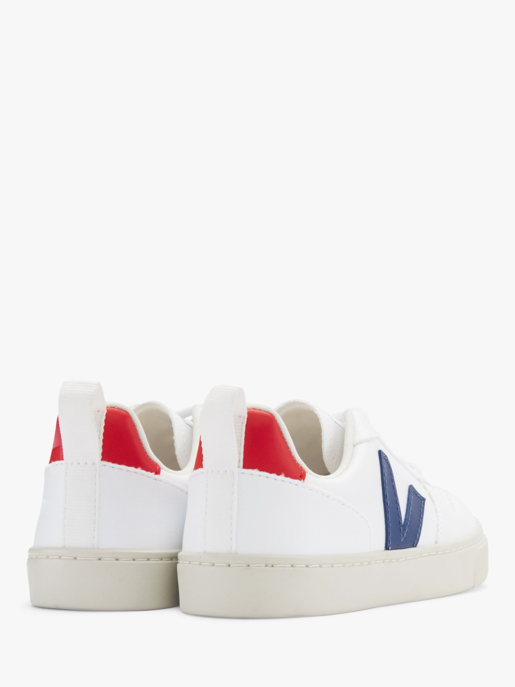 VEJA Kids' Small V-10 Lace Up Trainers, White/Cobalt, 28