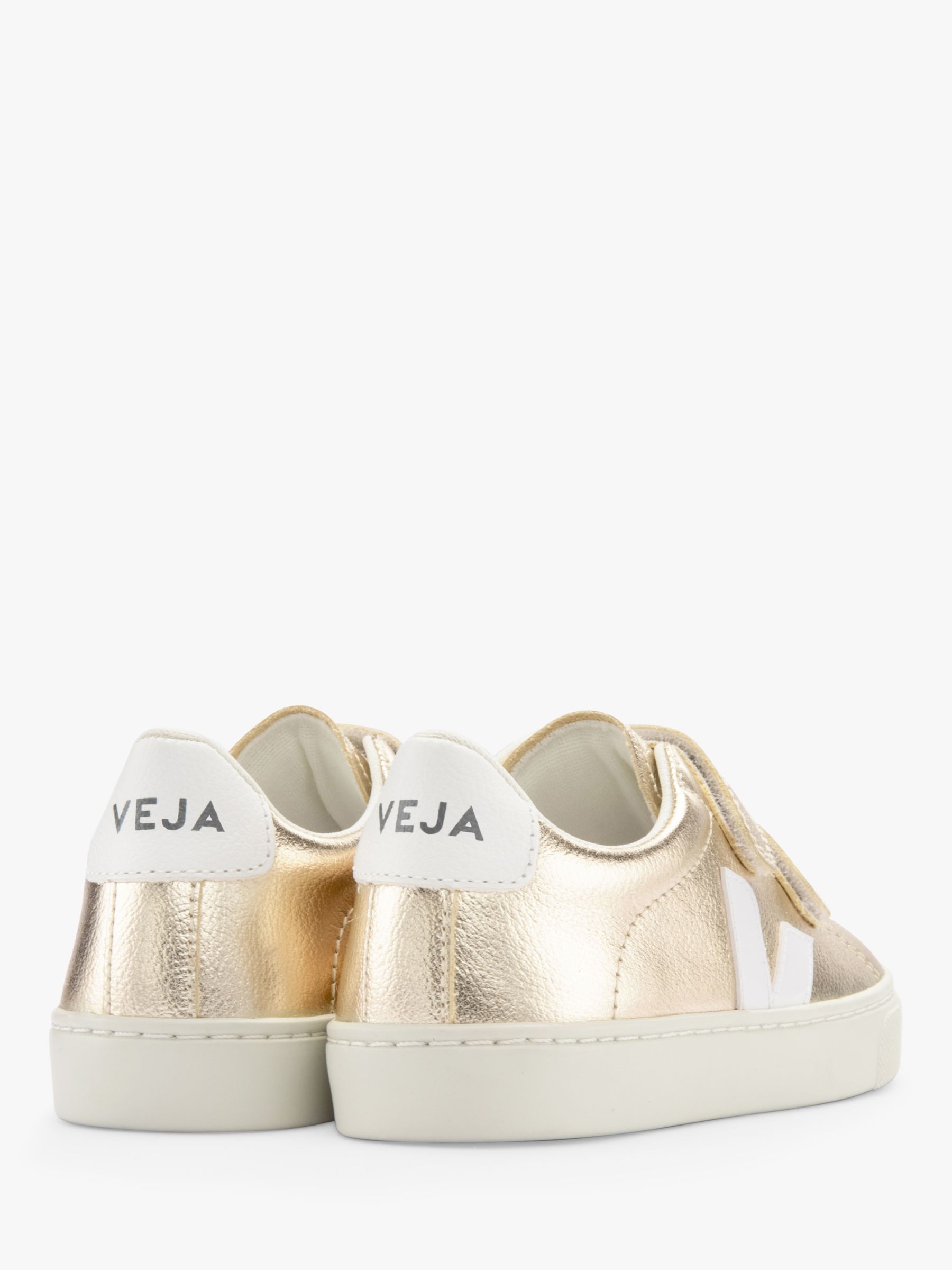 VEJA Kids' Small Esplar Leather Riptape Trainers, Plastine/White, 28