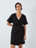 John Lewis ANYDAY Stitch Wrap Mini Dress, Black