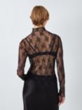 John Lewis ANYDAY Floral Lace Sheer Top, Black