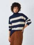 AND/OR Ember Stripe Wool Blend Jumper, Navy/Ivory