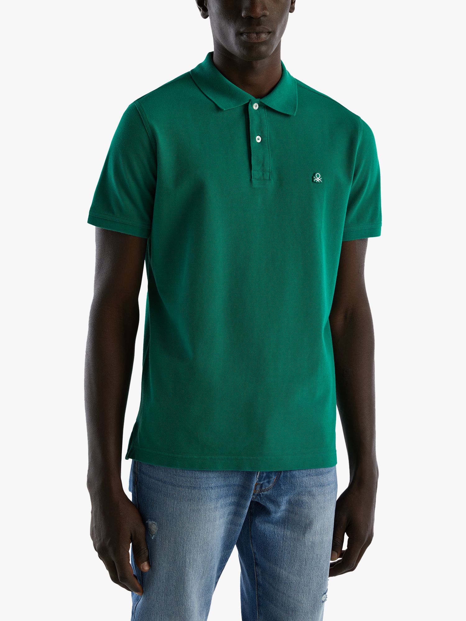 Benetton Short Sleeve Polo Shirt, Emerald Green, M