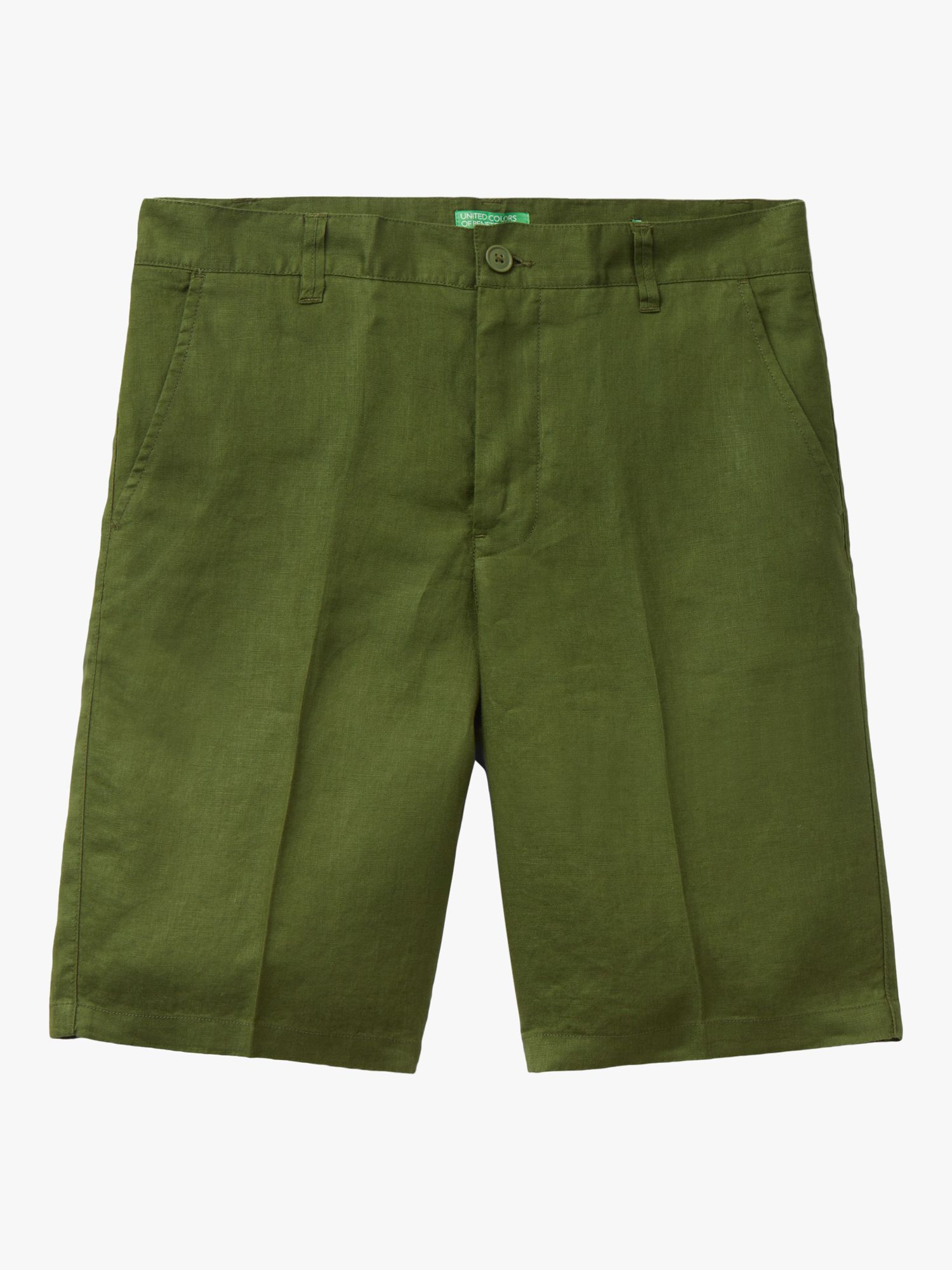 Benetton Linen Shorts, Olive Green, 30R