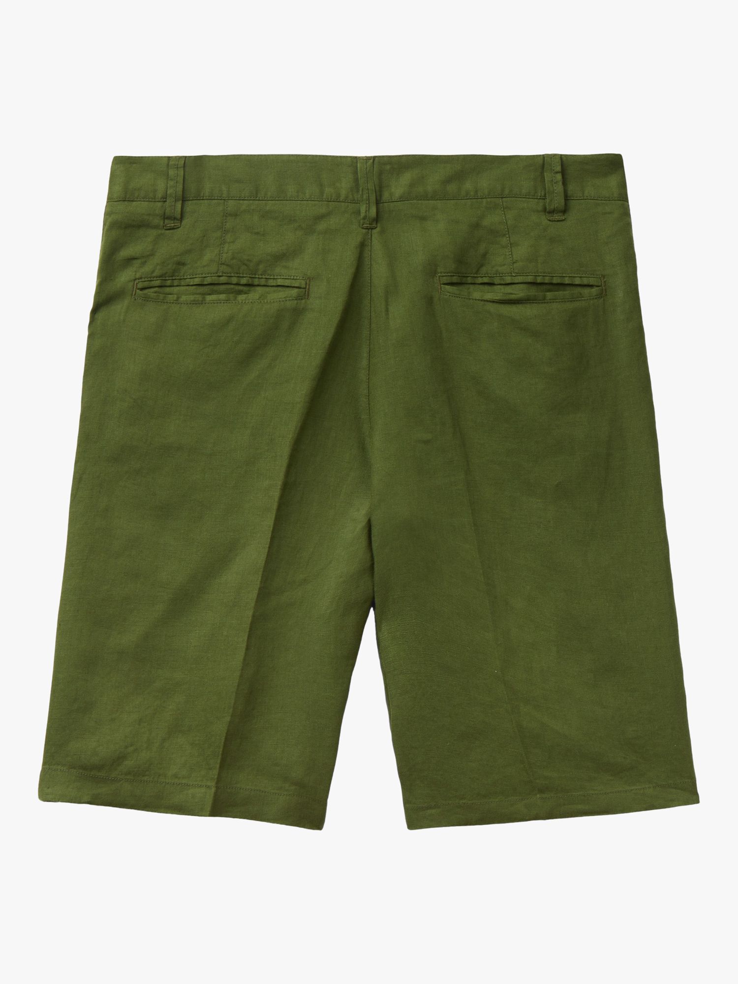 Benetton Linen Shorts, Olive Green, 30R